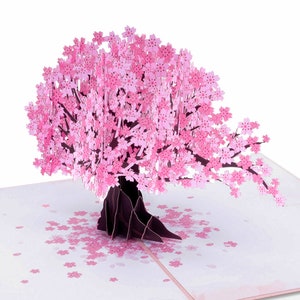 Paper Love Cherry Blossom Tree Pop Up Card, 3D Popup Greeting Cards, for Mothers Day, Spring, Fathers Day, Graduation,Birthday,Wedding 5x7 image 1