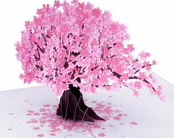 Paper Love Cherry Blossom Tree Pop Up Card, 3D Popup Greeting Cards, for Mothers Day, Spring, Fathers Day, Graduation,Birthday,Wedding 5"x7"