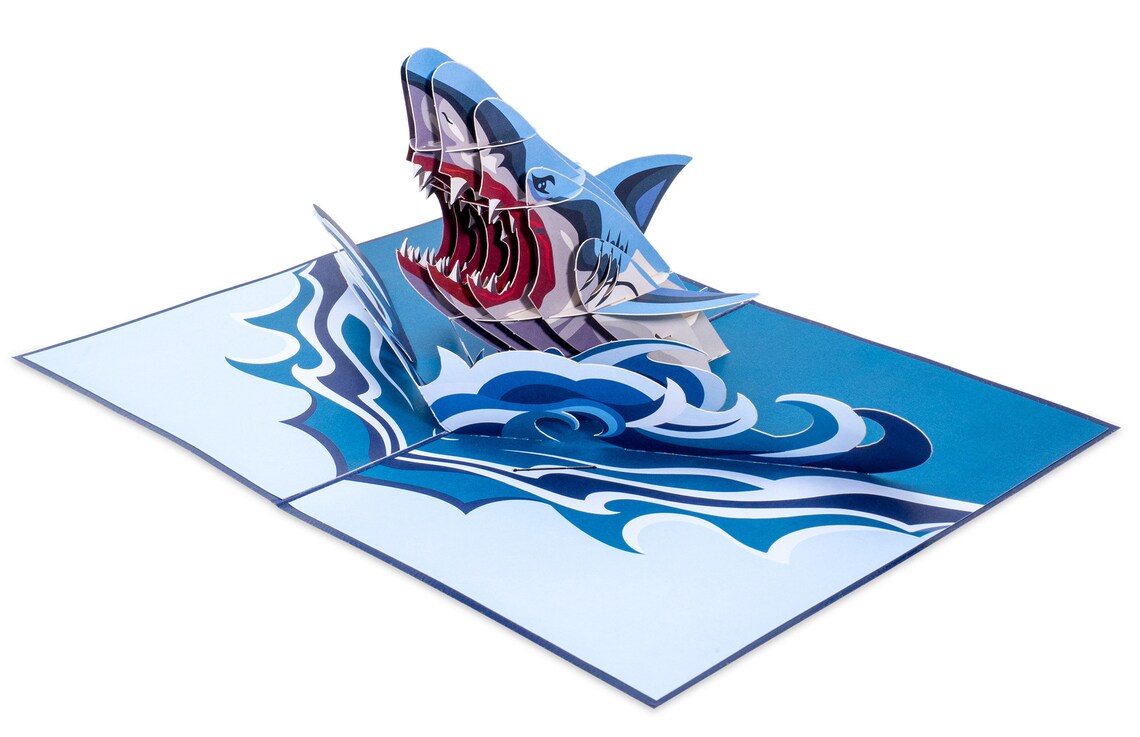 Paper Love Shark Pop Up Card 3D Popup Greeting Cards Fathers | Etsy
