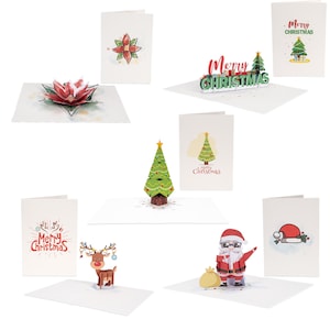 Paper Love 3D Pop Up Christmas Note Cards, Mini 3D Christmas Greeting Cards, Assorted 5 Pack, Holiday, Winter | 3.5&quot; x 2.5&quot; With Envelopes