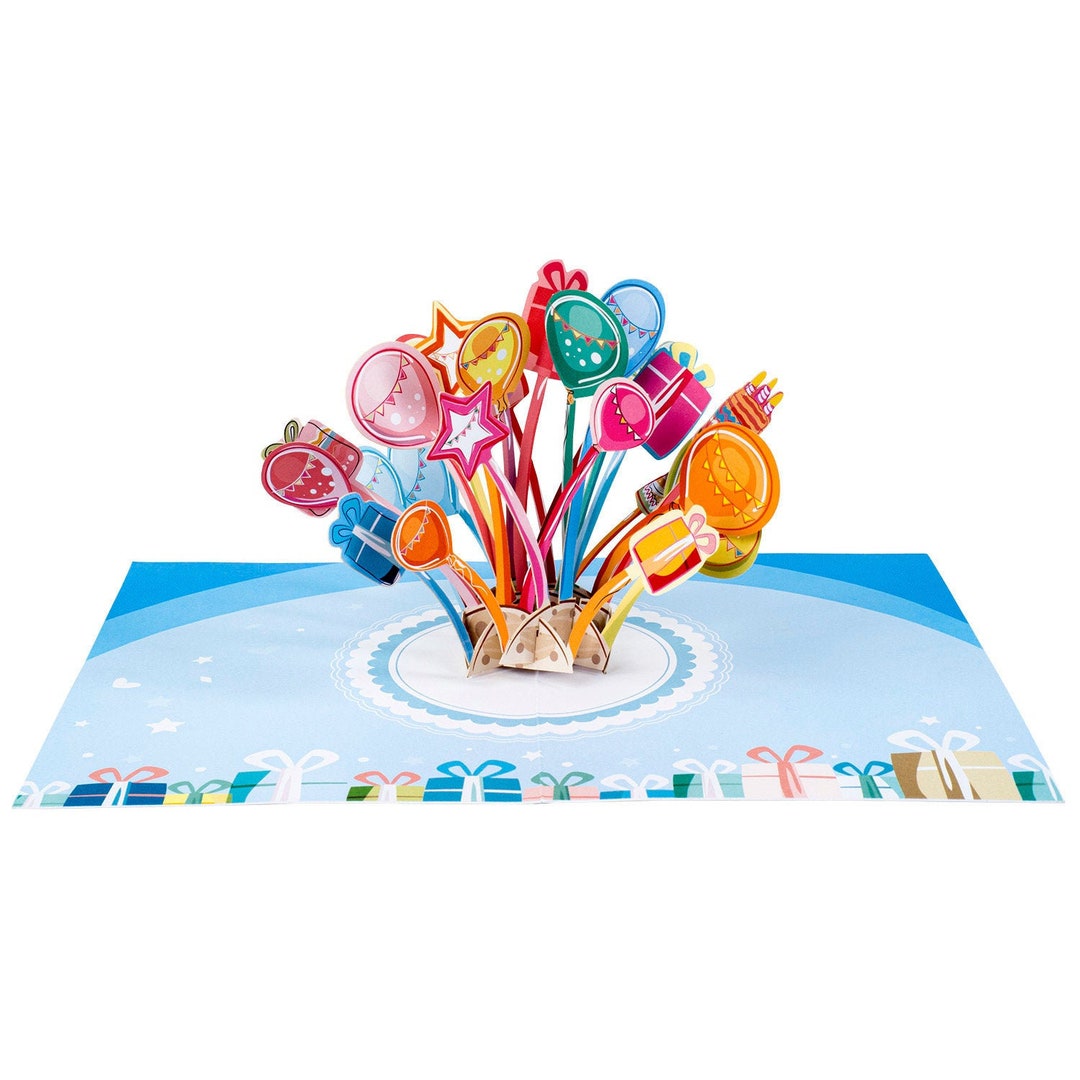 Paper Love 3D Balloons Explosion Pop up Birthday Card, for Adults or ...