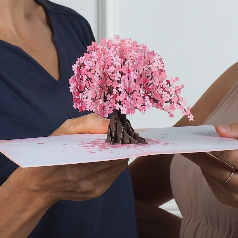 Paper Love Cherry Blossom Tree Pop Up Card, 3D Popup Greeting Cards, for Mothers Day, Spring, Fathers Day, Graduation,Birthday,Wedding 5x7 image 6