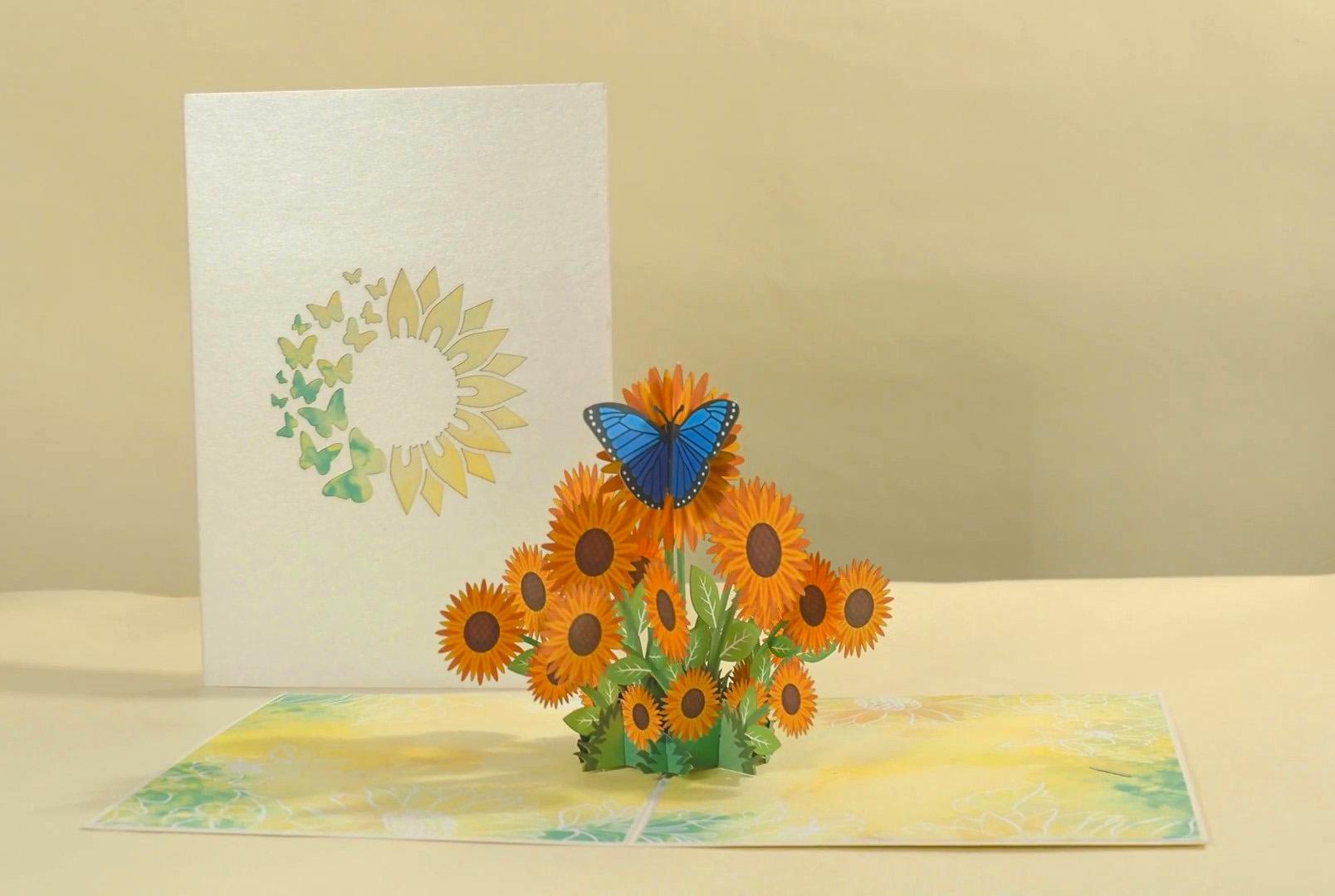 Paper Love Sunflowers Pop up Card Handmade 3D Popup Greeting Cards for ...