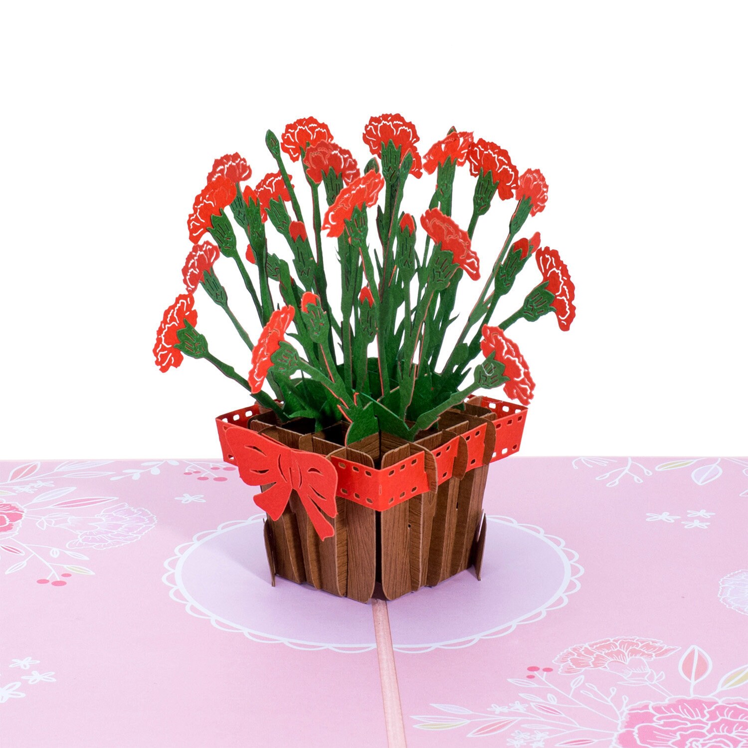 3D Pop-Up Carnation Greeting Card for Birthday Mothers Father's Day Wedding