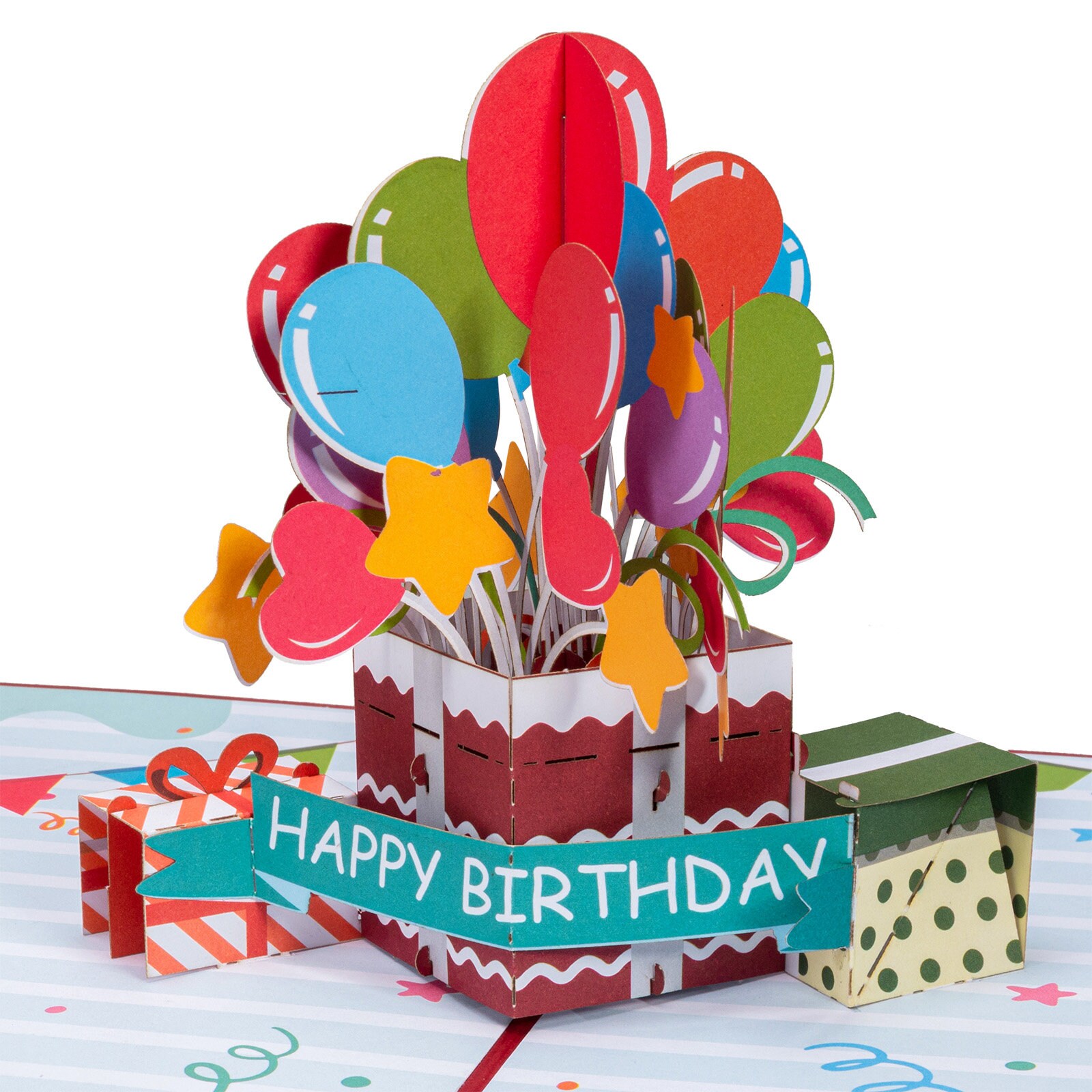 Paper Love Happy Birthday Balloons Pop up Card, Handmade 3D Popup Bday ...