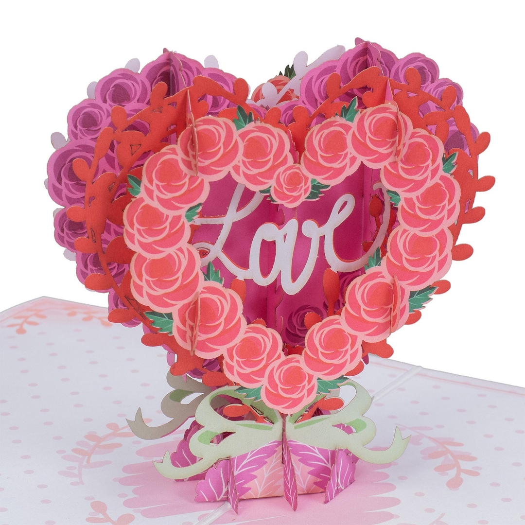 Paper Love Floral Heart Love 3D Pop up Card, for Love, Anniversary ...