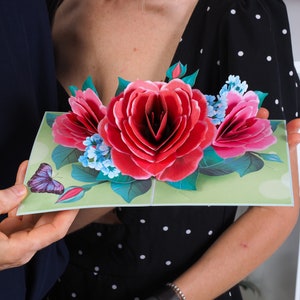 Paper Love 3D Bouquet Of Roses Pop Up Card With Detachable Keepsake Bouquet Gift For Birthday Valentines Day All Occasion Large 10 X 7
