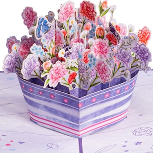 Pop of Art 3D Flowers Popup Card, For All Occasions, Get Well, Thank You or Just Because - 5&quot; x 7&quot; Cover - Includes Envelope and Note Tag
