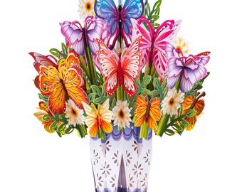Paper Love HugePop Butterfly Pop Up Flower Bouquet, with Detachable Flowers,For All Occasion or Just Because - Jumbo 10" x 14" Card