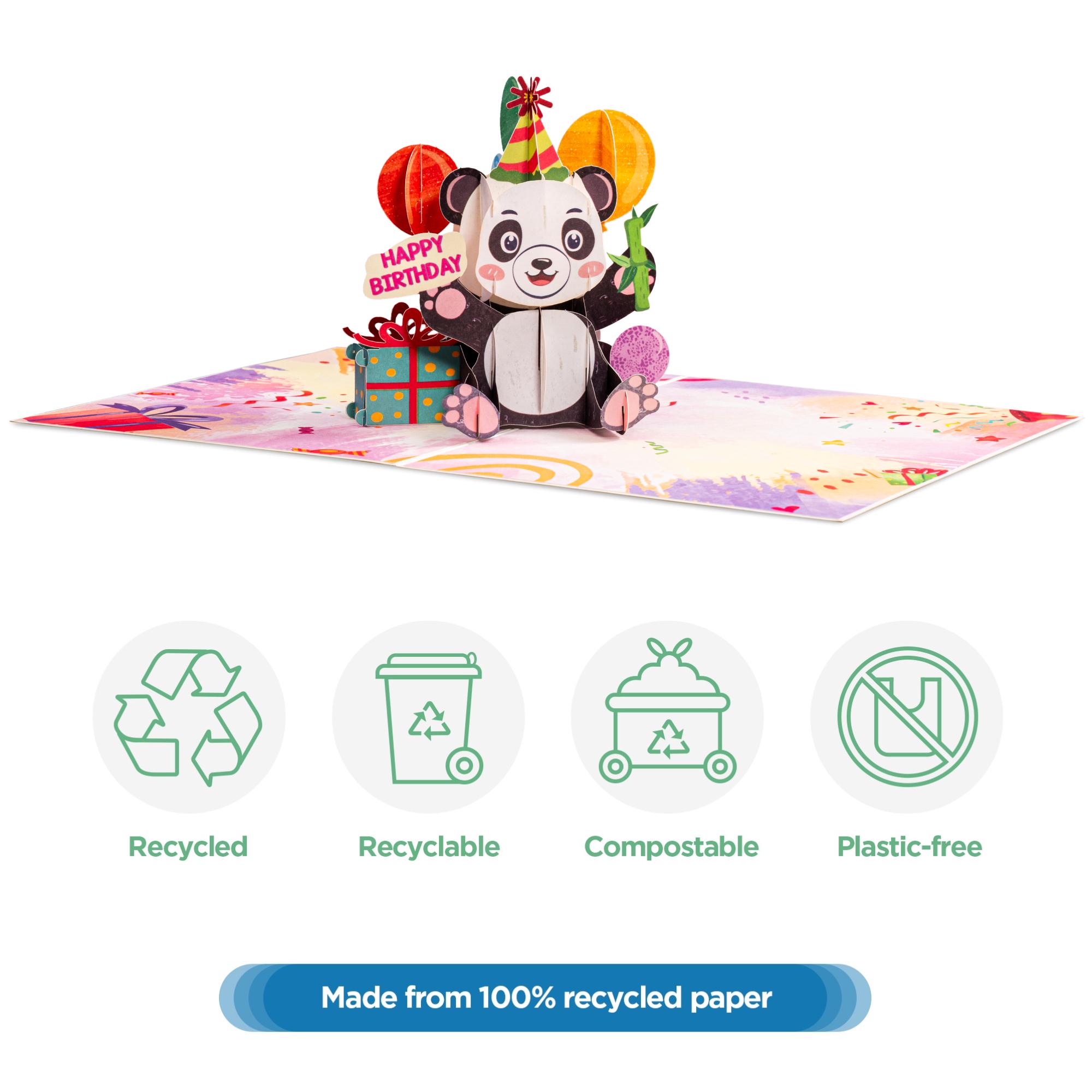 Paper Love Frndly 3D-Geburtstagskarte Mit Panda – 100% Recycelt