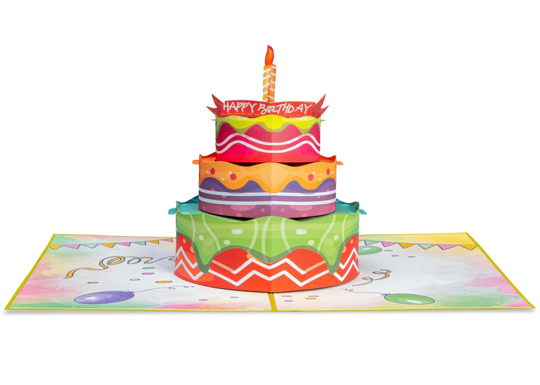 Paper Love 3D Pop up Birthday Card, Happy Birthday Cake, for Adults or ...