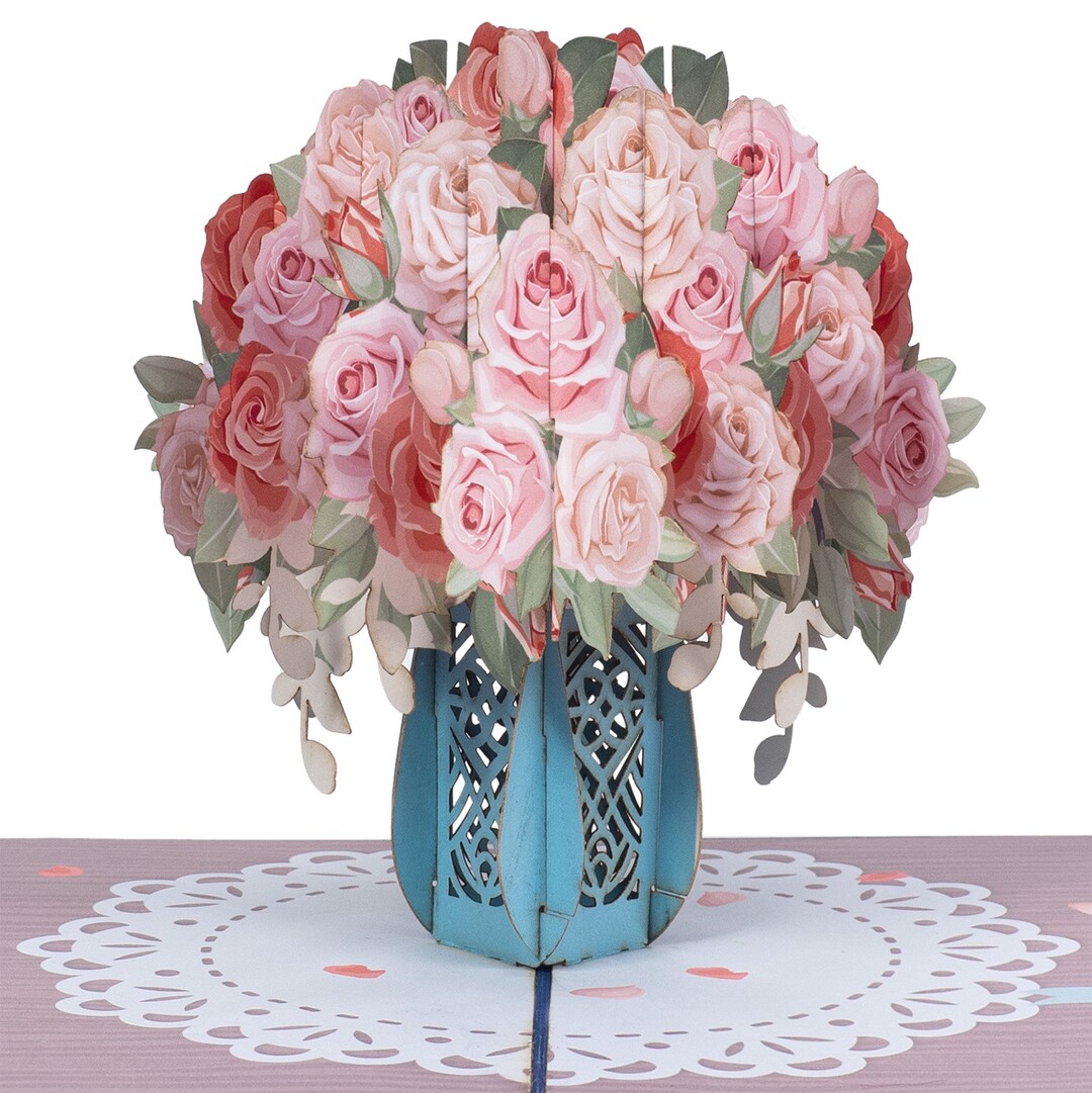 Paper Love 3D Pop-Up-Karte Mit Rosen – 12,7x17,8 Cm, Inkl. Umschlag & Notizzettel Für Besondere Anlässe