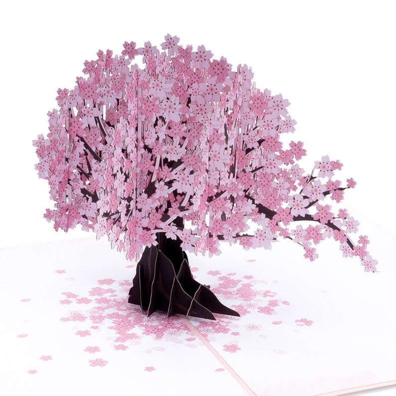Paper Love Cherry Blossom Tree Pop Up Card, 3D Popup Greeting Cards, for Mothers Day, Spring, Fathers Day, Graduation,Birthday,Wedding 5'x7' 