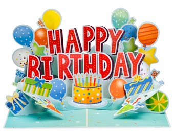 Paper Love Joyful Happy Birthday Pop Up Card