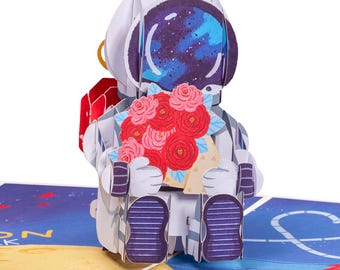 Paper Love pop up card Love Astronaut - 5" x 7"
