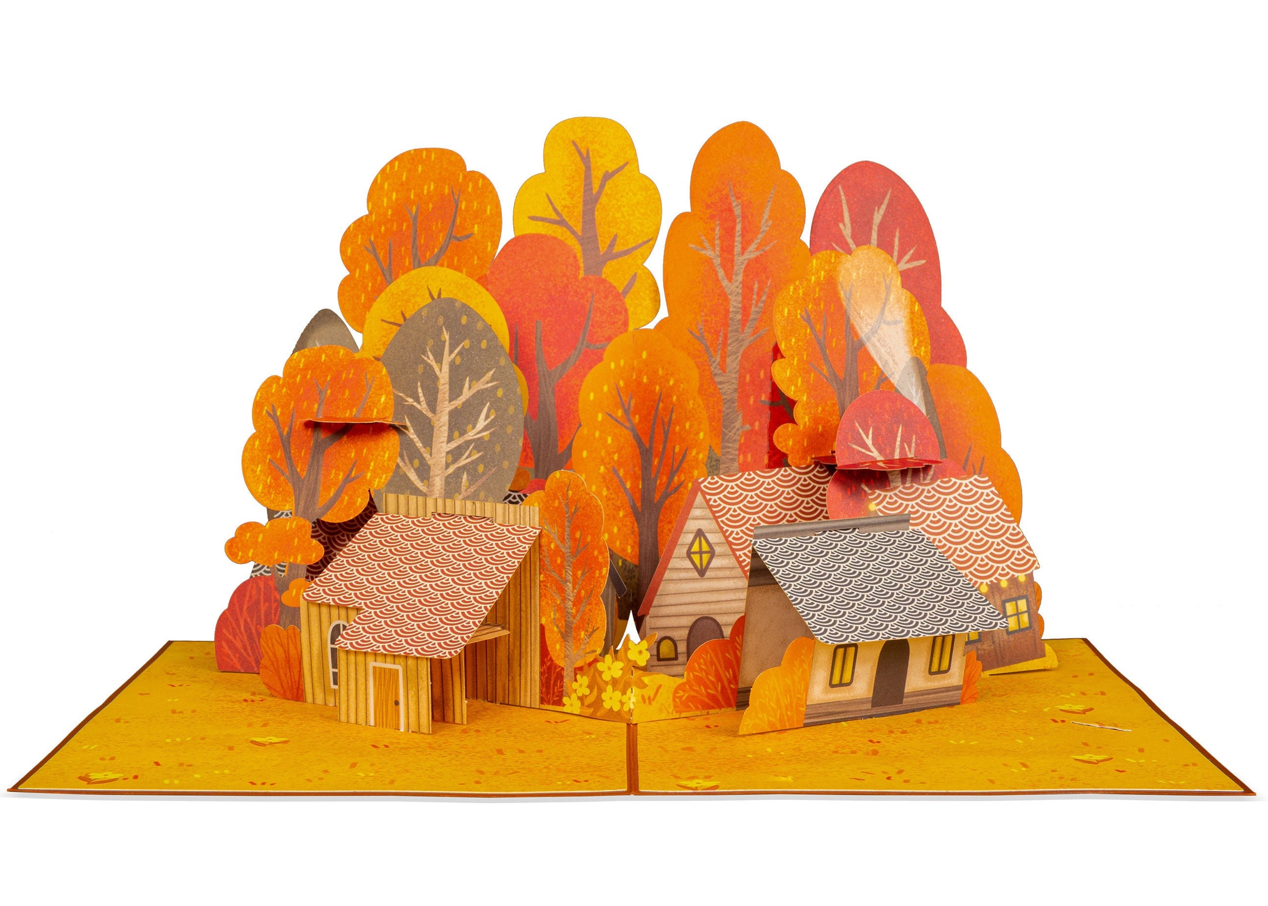 Paper Love Pop Up Card, Fall Foliage, Handmade 3D Popup Greeting Cards, For Fall, Thanksgiving, Birthday, Thank You, All Occasion | 5" x 7"