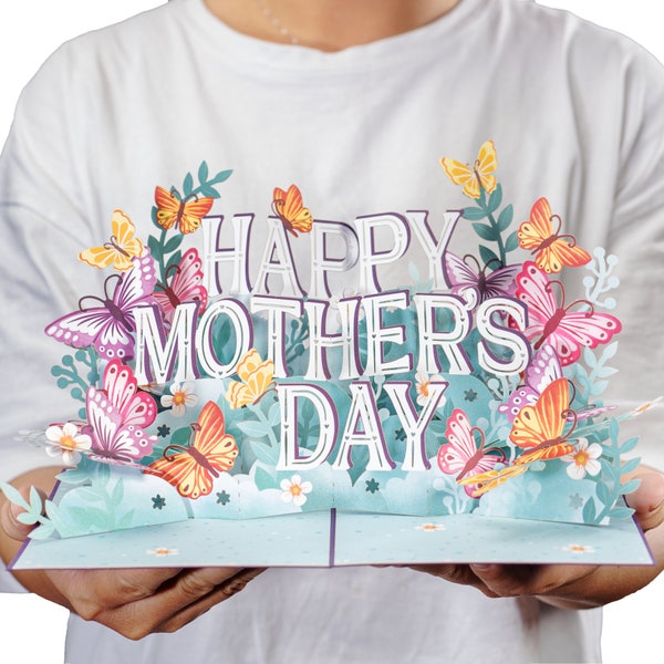 Paper Love 3D Happy Mothers Day Pop Up Card - 5" x 7" Cover - Includes Envelope and Note Card