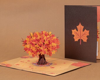 Paper Love 3D-Pop-Up-Karte Handgefertigt – Für Herbst, Dankeschön, Genesung, 12,7x17,8 Cm