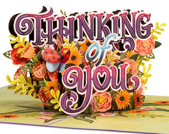 Paper Love Thinking Of You 3D Pop Up Card, For Thanksgiving, Fall, Autumn, For All Occasions, 5" x 7" Cover - Includes Envelope and Note Tag