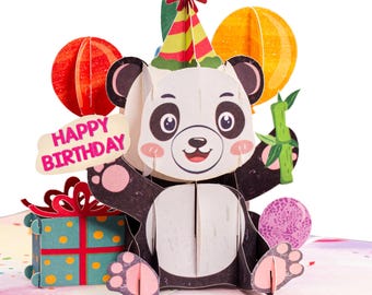 Frndly by Paper Love 3D Birthday Pop Up Card, Birthday Panda, 100% Recycled And Eco-Friendly, 8" x 6" Cover-Includes Envelope and Note Card