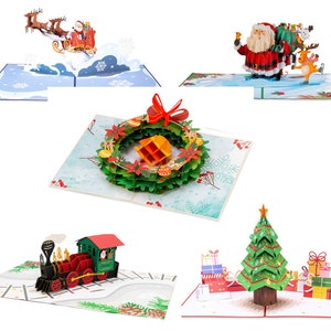 Paper Love Christmas Pop Up Card Bundle, 5 Pack, Greeting Cards with Envelopes, Handmade 3D Pop Up Cards, Assorted Holiday Gift Card Set