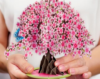 Paper Love 3D Cherry Blossom Tree Pop Up Card With Detachable Popup Keepsake - Oversized 10" x 7" Cover - Includes Envelope and Note Card