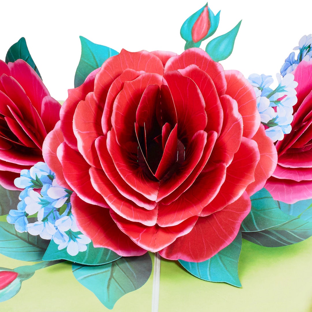 Paper Love 3D Red Roses Pop up Card, for Love, Anniversary, All ...