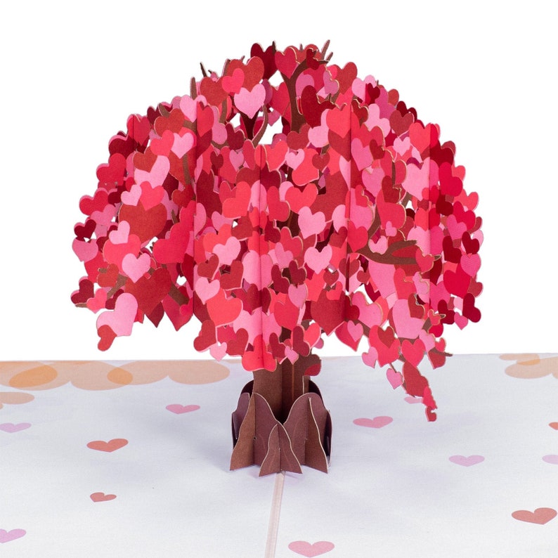 Paper Love Tree of Hearts Premium Pop Up Card, Handmade 3D Popup Greeting Cards, Mother's Day, Wedding, Anniversary, all occasion 