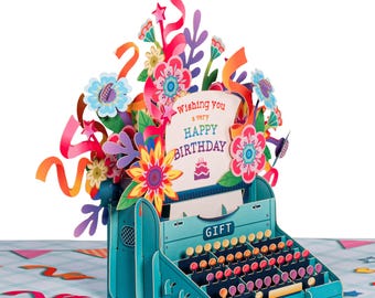 Paper Love 3D Birthday Pop Up Card, Happy Birthday Balloons, For Adults or Kids -5" x 7" Cover - Includes Envelope and Note Tag