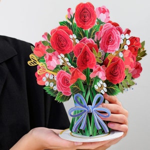 Paper Love HugePop, Red Roses Bouquet Pop Up Card, With Detachable Paper Flowers, For All Occasion or Just Because - Jumbo 10&quot; x 14&quot; Cover