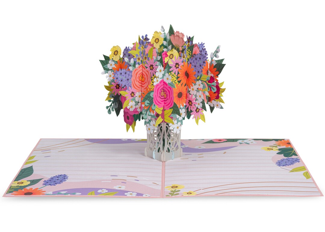 Fresh Cut Paper Pop Up Cards Forever Flower Bouquet 3D Popup Greeting Cards  Birthday Card Party Supplies