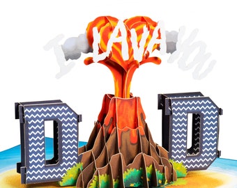 Paper Love 3D Fathers Day Card Pop Up, I Lava You Dad, For Father, Husband, Grandfather, Anyone, All Occasion - 5" x 7" Cover