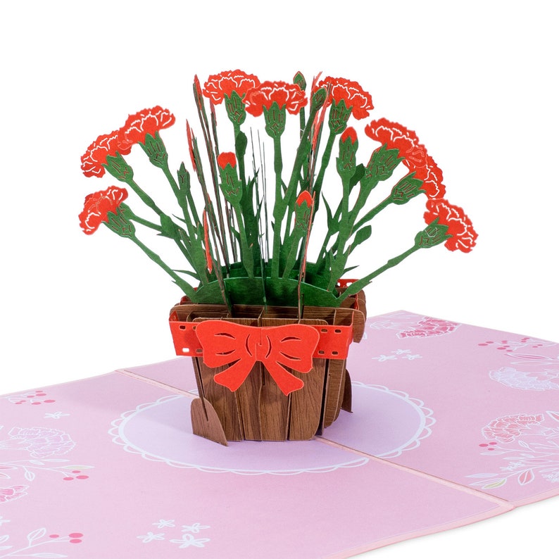 Paper Love Pop up Card Carnation Flower Card 3D Pop up Etsy