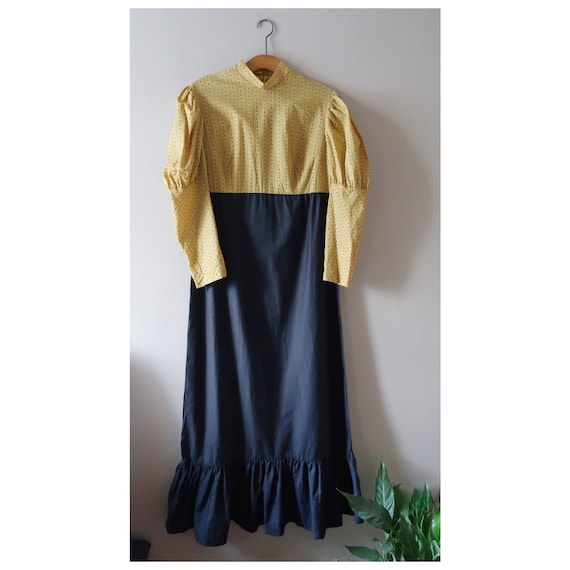 70s handmade maxi dress with mutton sleeve
