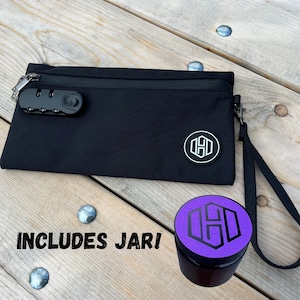 Pochette nera antiodore con lucchetto, scatola portaoggetti, borsa portaoggetti, borsa con lucchetto, contenitore antiodore, borsa antiodore, regalo per lei/lui