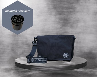 Smell Proof Black Side Bag with Lock, Stash Storage
