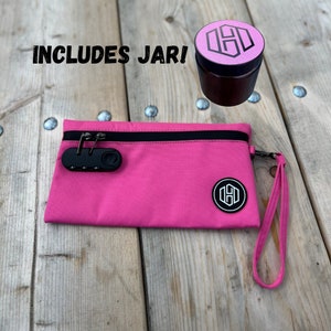Pochette rosa antiodore con lucchetto, scatola portaoggetti, borsa portaoggetti, borsa con lucchetto, contenitore antiodore, borsa antiodore, regalo per lei/lui