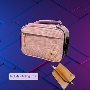 Custodia in pelle vegana nera antiodore con lucchetto e vassoio, Stashbox, regalo per lei/lui, contenitore antiodore/Stash box con lucchetto