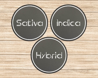 Sativa-Indica-Hybrid Glass Jar, Air-Tight Jar, Marijuana Jar, Flower Jar, Glass Jar, Apothecary Jar, Storage Jar, Herb Jar, Oldwin