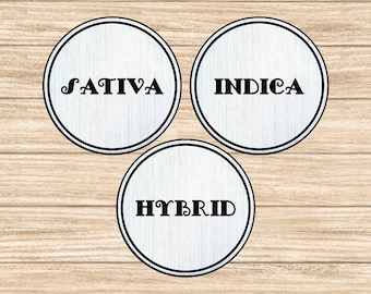 Sativa-Indica-Hybrid Glass Jar, Air-Tight Jar, Marijuana Jar, Flower Jar, Glass Jar, Apothecary Jar, Storage Jar, Fancy Pants