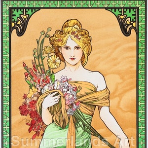 Alphonse Mucha Spring Goddess Fine Art Print 30x70cm Giclee | Etsy