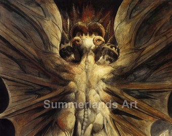 William Blake The Great Red Dragon 50x70cm  Fine Art Print Giclee Gallery Grade Paper Canvas  Home Decor Wall Art  Dragon Art  Fantasy Art