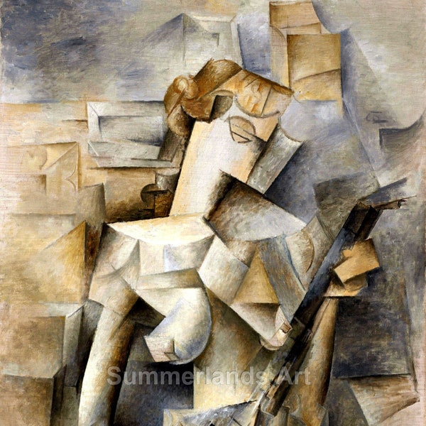 Picasso fille avec mandoline, Fine Art Print, format A1, Giclee Gallery Grade papier ou toile Picasso mur classique Home Decor guitare musique