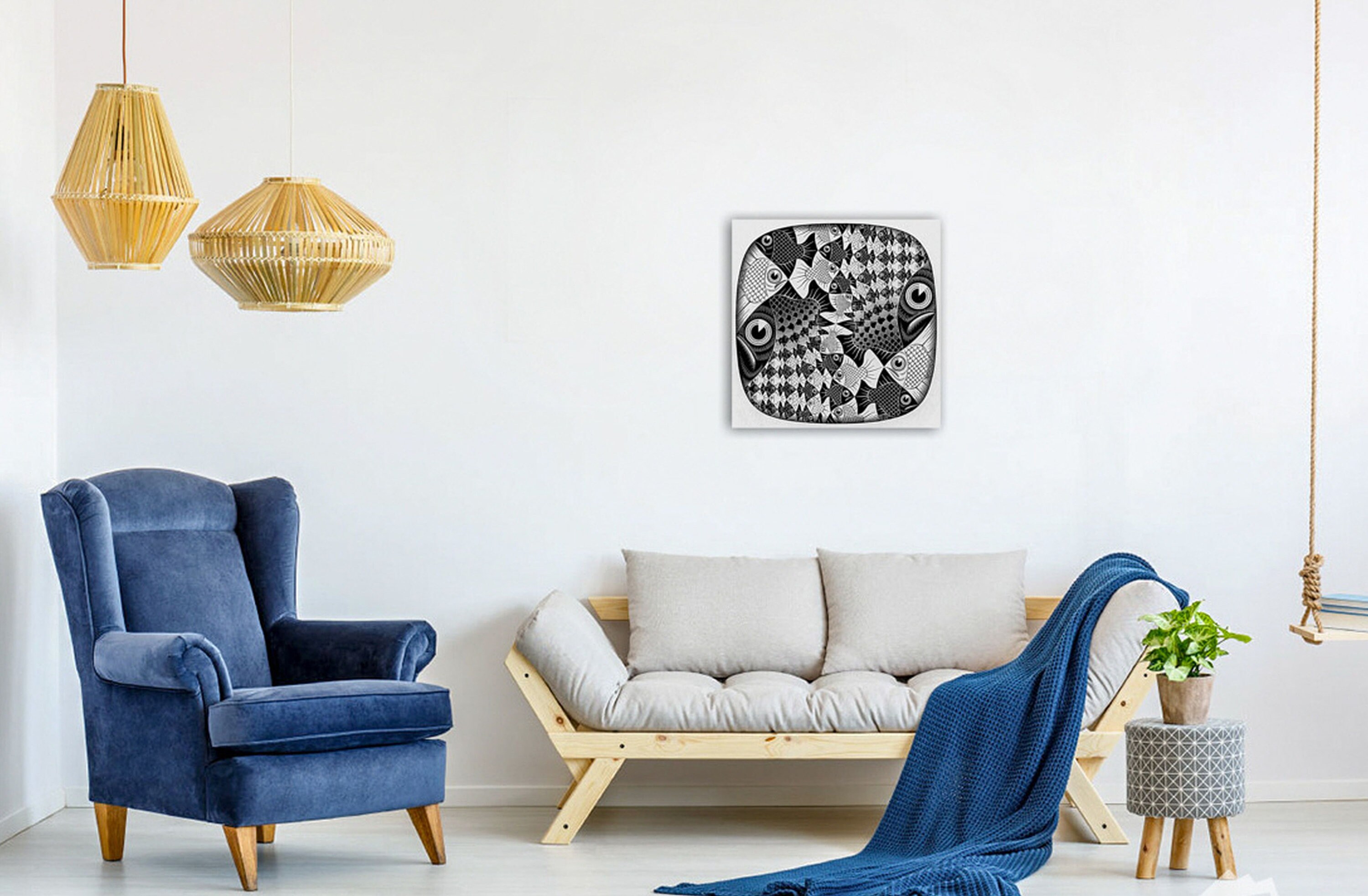 MC Escher Fish and Scales Fine Art Print 60x60cm Giclee Etsy UK