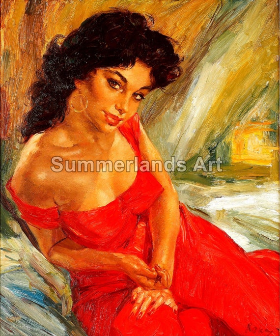 Charles Roka Gypsy in Red Dress 50x60cm Fine Art Print Giclee 