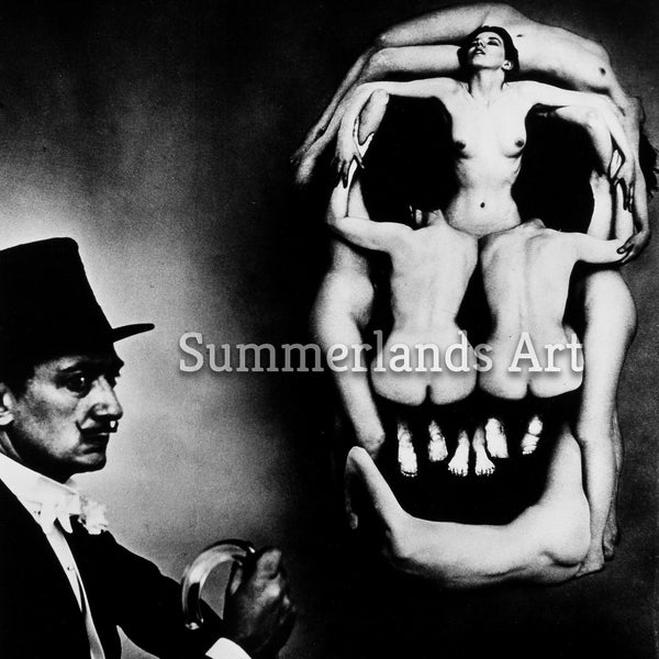 Salvador Dali In Voluptas Mors, Fine Art Print, 60x70cm, Giclee Gallery Grade Paper Or Canvas, Home Decor Skull Illusion Black And White