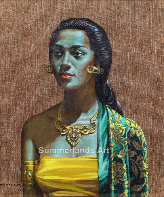 Picture Abstract Art Balinese Girl by Vladimir Tretchikoff Framed Print