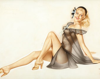Alberto Vargas Black on Blonde 70x50cm  Fine Art Print Giclee Gallery Grade Paper Or Canvas  Bettie Page   Pin Up Girls  50s Pin up