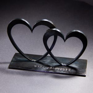 Two iron heart for 6th Anniversary wedding anniversary gift personalized 11th Anniversary gift Two steel hearts 6 Year anniversary gift wife