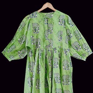 Cotton Block Print Dress: Women&#39;s Summer Mini/Midi Dress